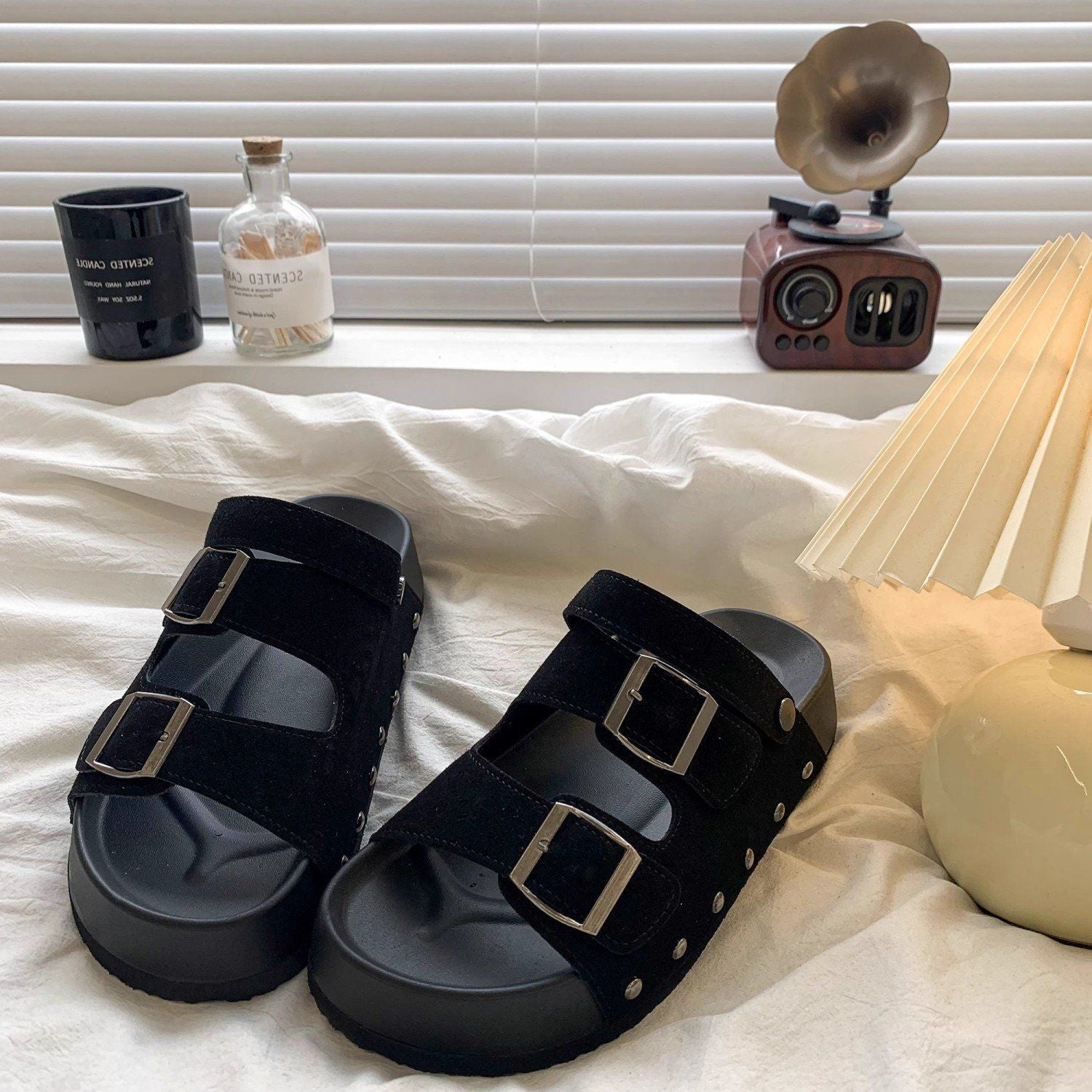 Retro Belt-Buckle Platform Sandals