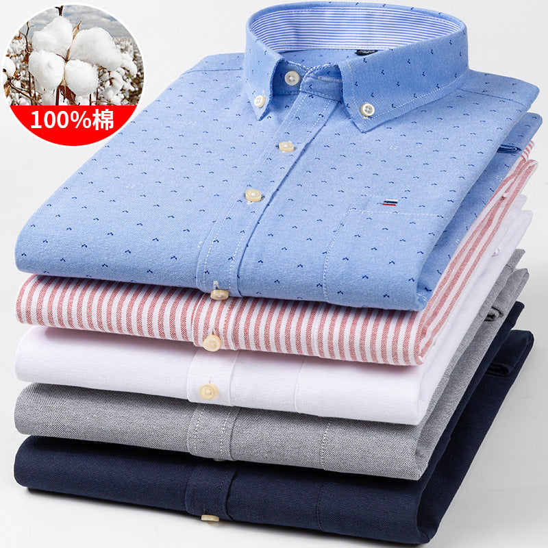 Plus Size Men's Plaid Cotton Oxford Shirt  Spring/Autumn Casual