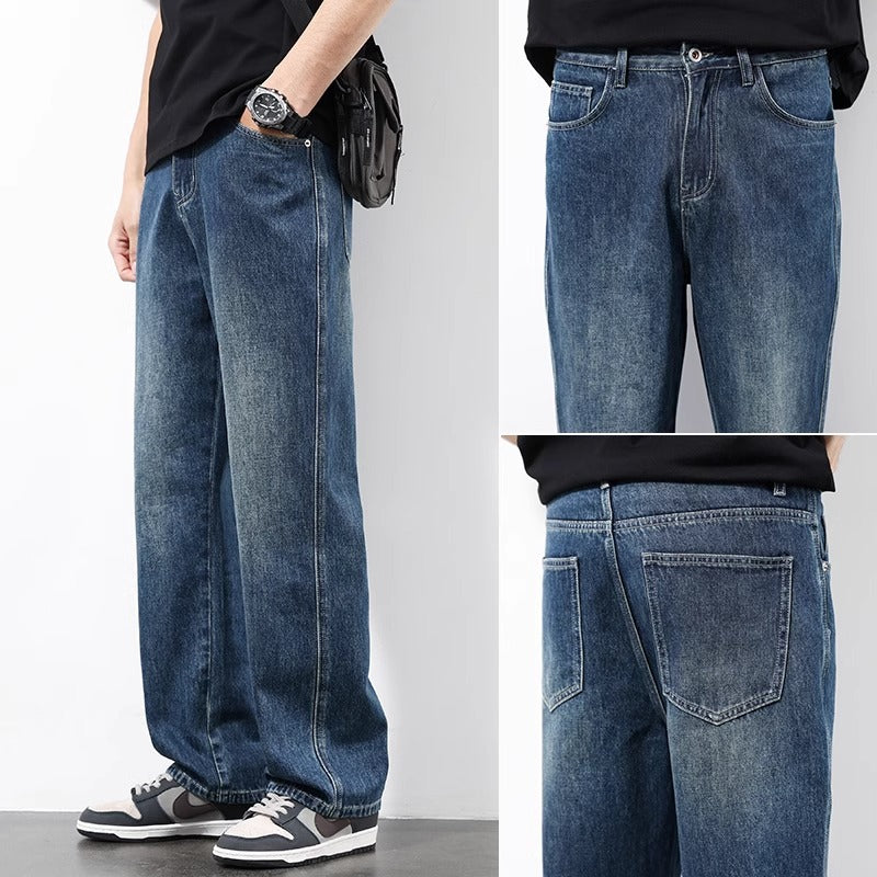 Men's  Wide-Leg Jeans  Straight Loose Fit