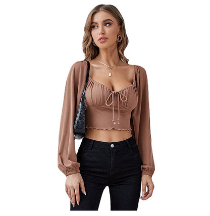 Sexy Slim Low Cut Shirt - Crop Top