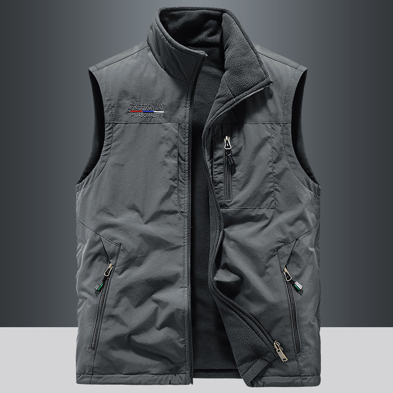 Polar Fleece Vest  Double-Sided Outdoor Sports Sleeveless Jacket