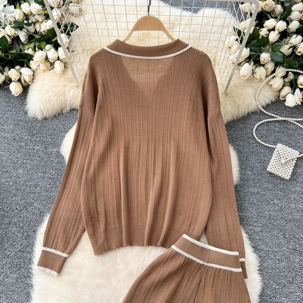 Knit Sweater & Wide-Leg Pants Set