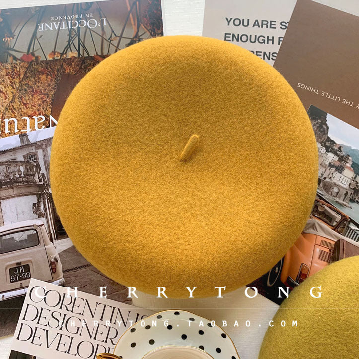 Retro Wool Beret  Cashmere & Wool Women's Hat for Autumn & Winter