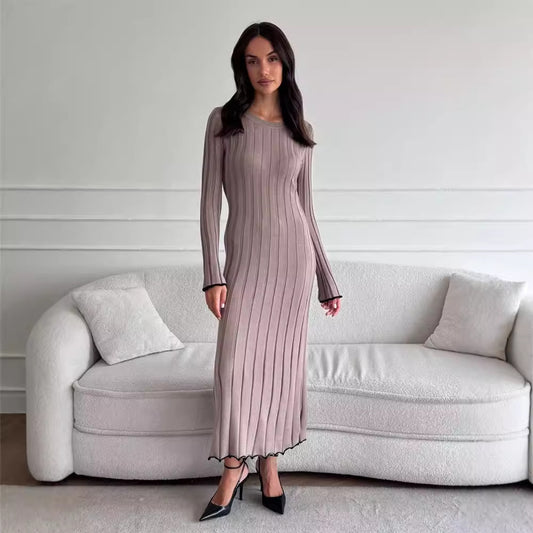 Long Sleeve Knitted Midi Sweater Dress