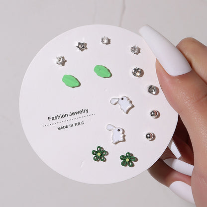 Small Stud Earrings Set - Exquisite 7 Pairs with Simple Color and Zircon Details