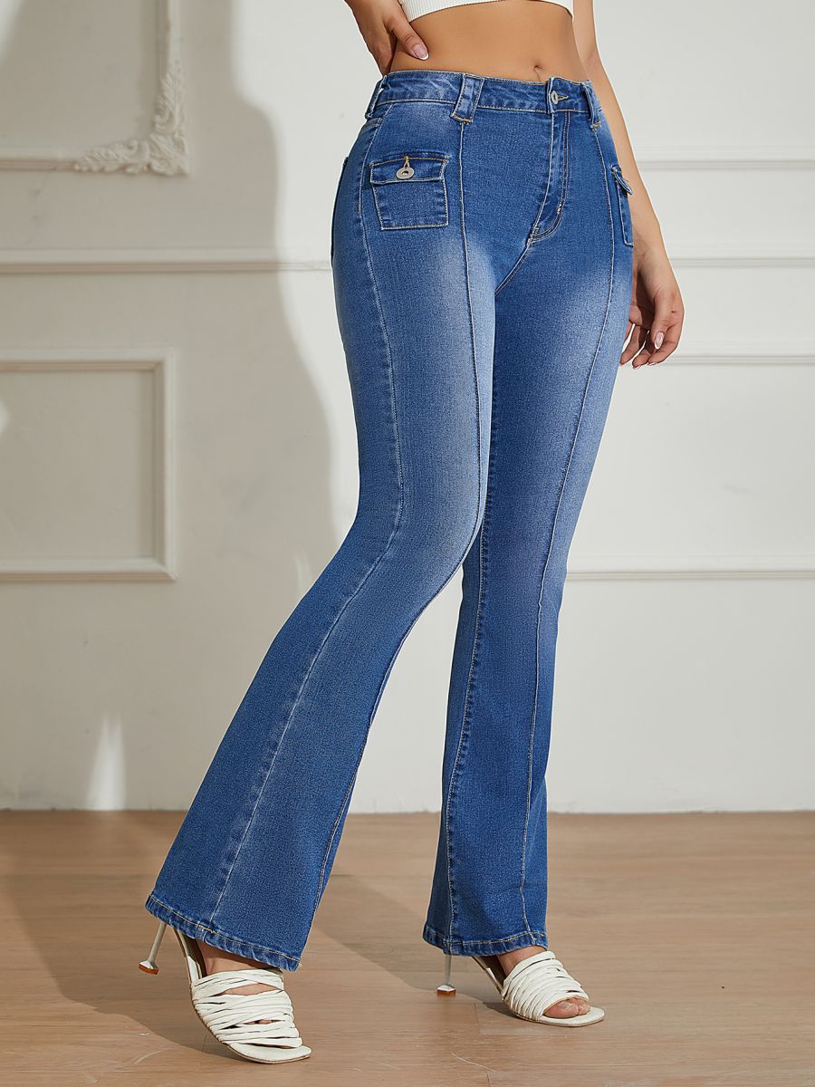 High-waist pocket denim pants