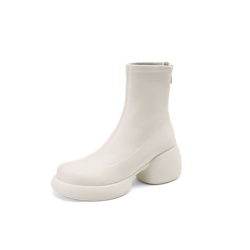 Women's Thick Sole & Heel Elastic Skinny Boots  High-Heeled, Simple Style