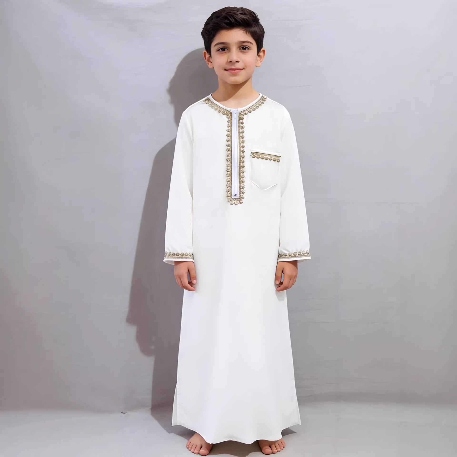 Boys Ethnic Zipper Robe  Casual Festive Traditional Outfit