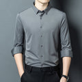 Mens Stretch Ice Silk Long-Sleeve Shirt