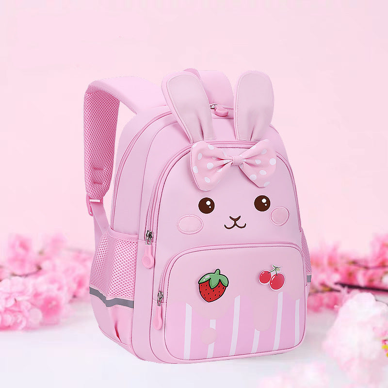 Senior kindergarten backpack for ages 3-6-7, cute rabbit for children and girls, lightweight backpack for outings, cartoon