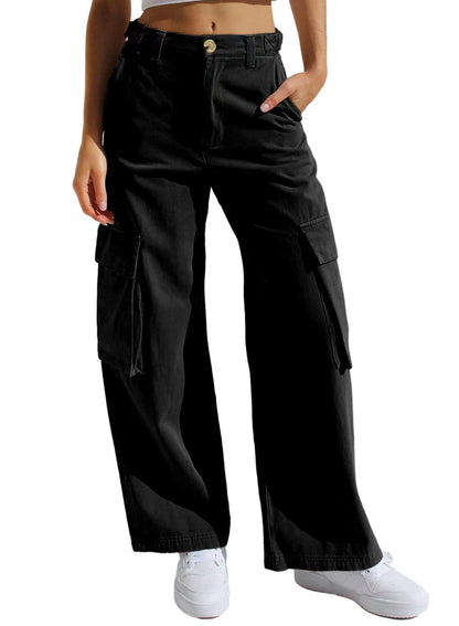 Multi-color straight pocket cargo trousers women