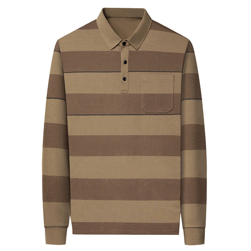 Striped Button-Up Polo  Earth Tones Edition