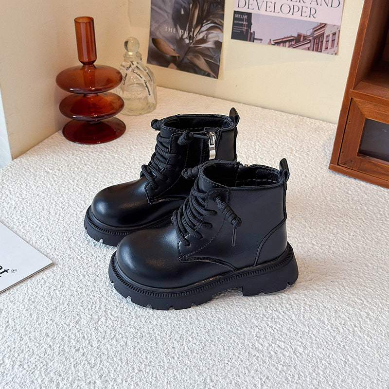 New Girls Martin Boots  British Style Mid-Leg Leather Boots