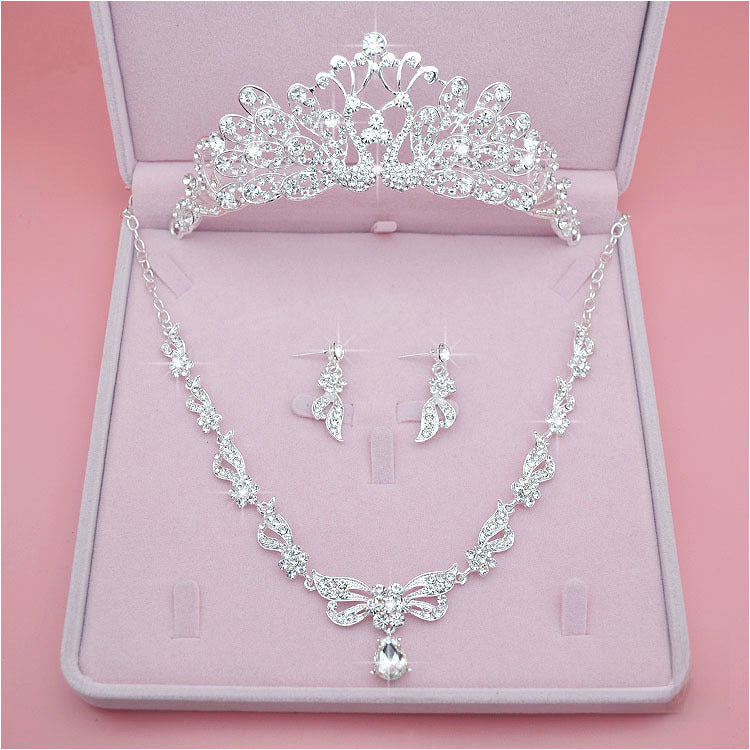 Bridal Headwear, Necklace Three-Piece Crown Wedding Accessories