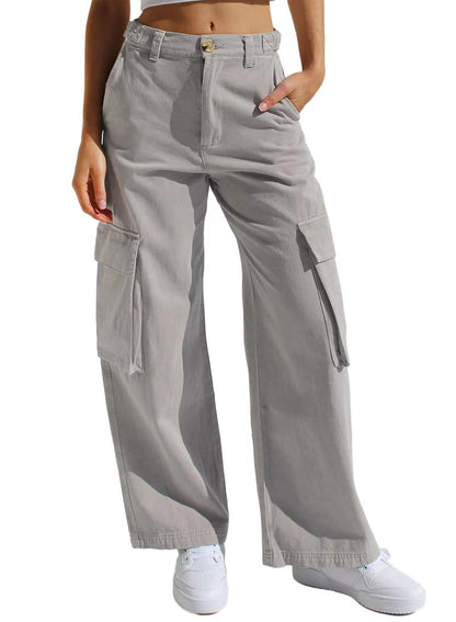 Multi-color straight pocket cargo trousers women