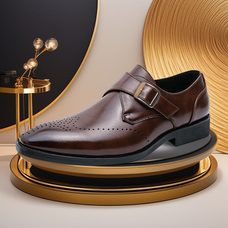 Square toe business formal wear leather shoes