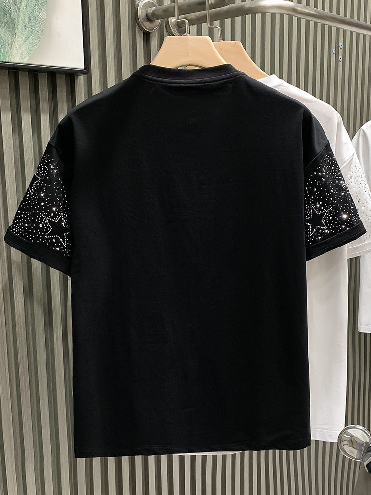 Men’s 2025 Summer Hip-Hop Rhinestone Tee