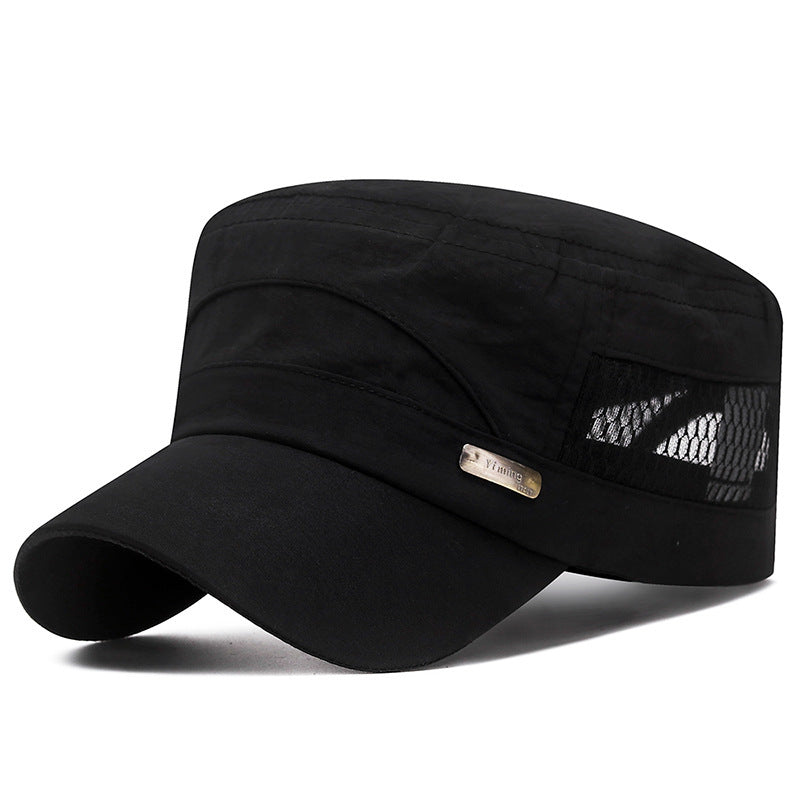 Men’s Breathable Mesh Flat Hat for Summer Outdoor Travel
