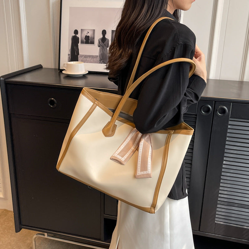 High-End Contrast Tote Bag for Women