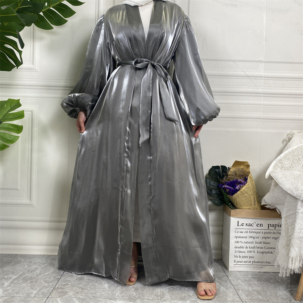 Elegant Arabian Silk Balloon Sleeve Cardigan