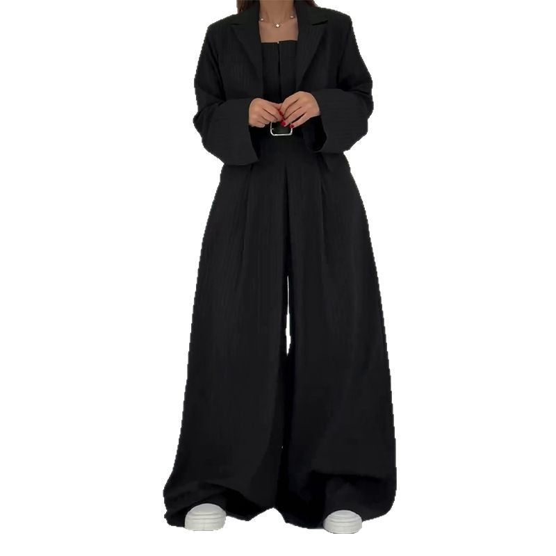 Women's Long Sleeve Jumpsuit Set with Belt