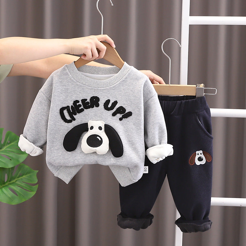 Letter Print Sweatshirt Set