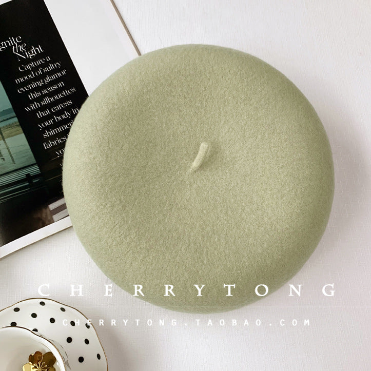 Retro Wool Beret  Cashmere & Wool Women's Hat for Autumn & Winter