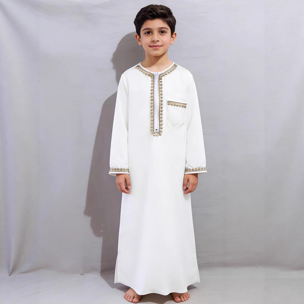 Boys Ethnic Zipper Robe  Casual Festive Traditional Outfit