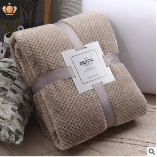 Pineapple Plaid White Thickened Coral Fleece Sofa Blanket