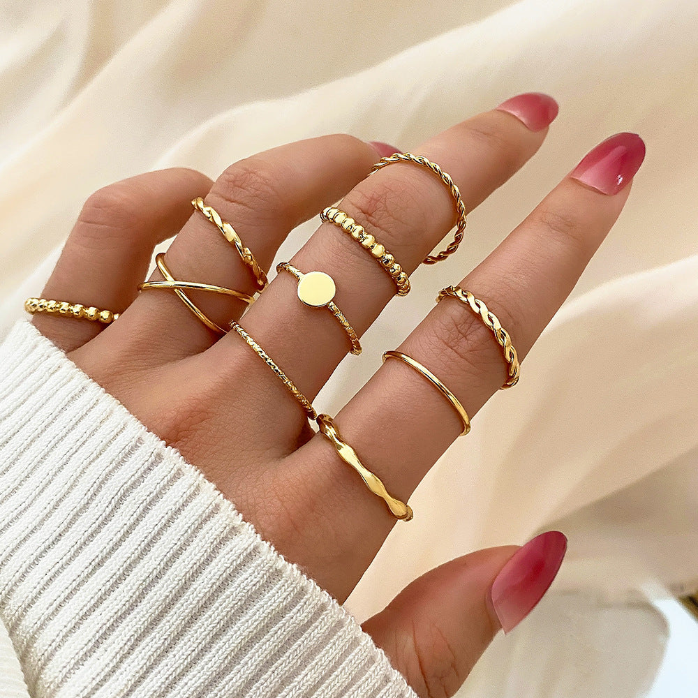 Butterfly ring opening multi-joint ring set 22 pieces love ring female design sense niche