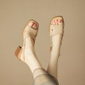 Minimalist Square Toe Block Heel Sandals