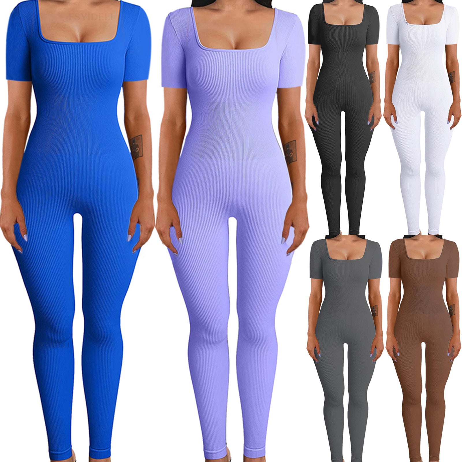 Women's Sexy Square Neck Slim-Fit Jumpsuit