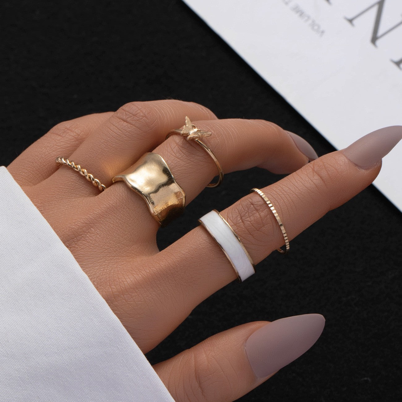 Butterfly ring opening multi-joint ring set 22 pieces love ring female design sense niche