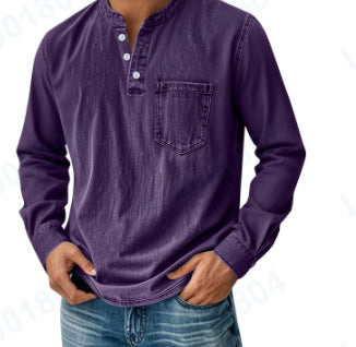 Mens 3D Print Semi-Zip Long Sleeve Polo Shirt