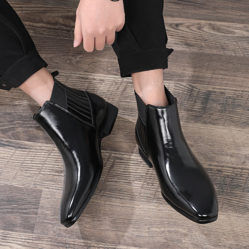 Mens Pointed Toe Chelsea Leather Boots