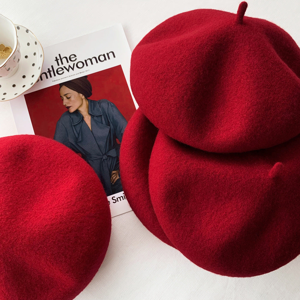 Retro Wool Beret  Cashmere & Wool Women's Hat for Autumn & Winter