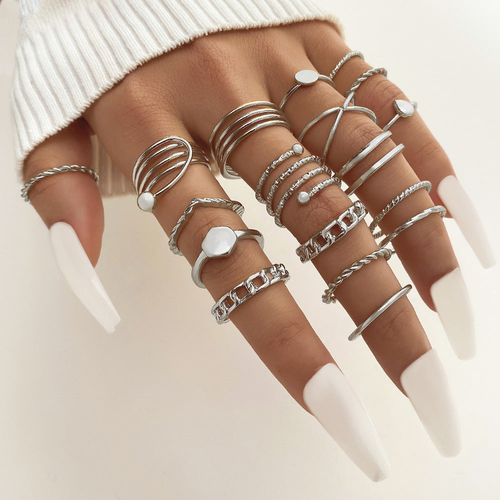 Butterfly ring opening multi-joint ring set 22 pieces love ring female design sense niche