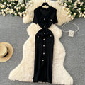 Elegant Retro V-Neck Knitted Dress