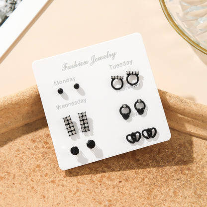 Hot Pearl Stud Earrings Set - Simple Design, Versatile Alloy Jewelry