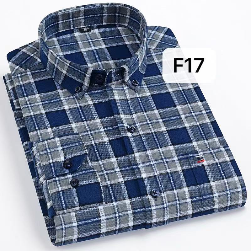 Large Cotton Men’s Long-Sleeve Brushed Plaid Shirt