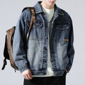 Men's Washed Denim Jacket  Loose Retro Casual Lapel Coat