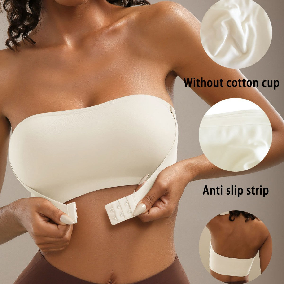 Non-Slip Strapless Front Buckle Bra