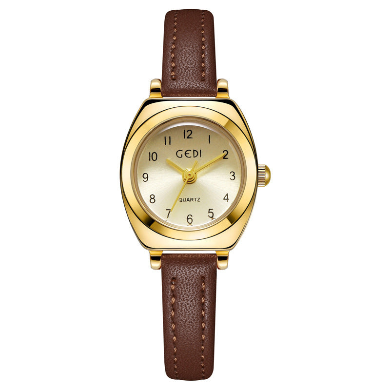 Elegant Women's Quartz Watch - Chic Leather Barrel Design