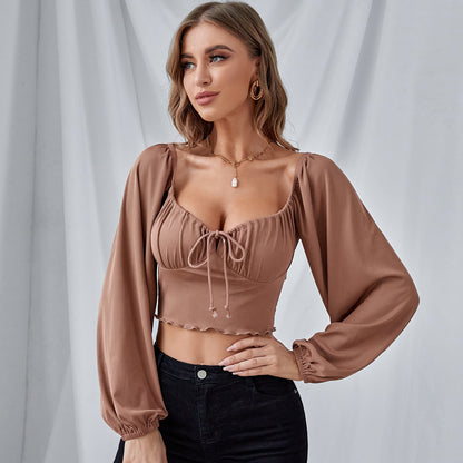 Sexy Slim Low Cut Shirt - Crop Top