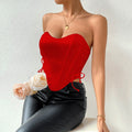 Sexy babes tie lace-up solid color wrap chest street backless fishbone top