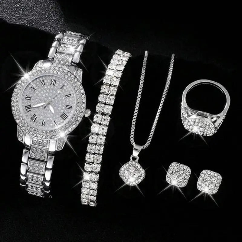 Supply five-piece set diamond Roman quartz watch