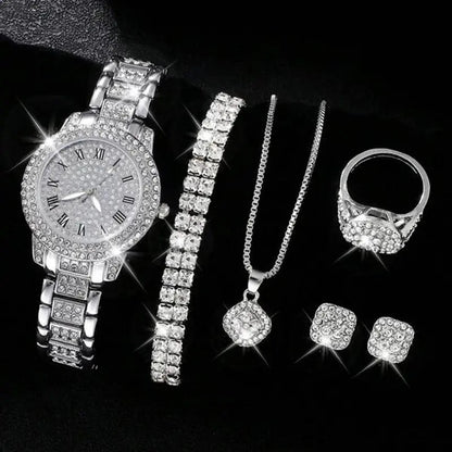 Supply five-piece set diamond Roman quartz watch