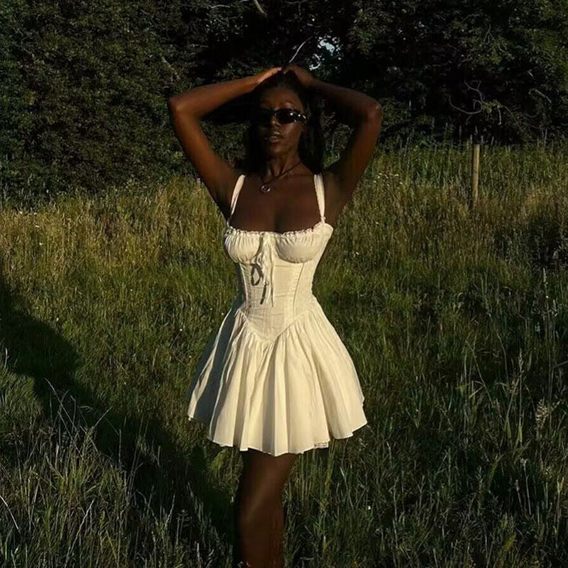 Sexy Lace Side Backless Mini Dress
