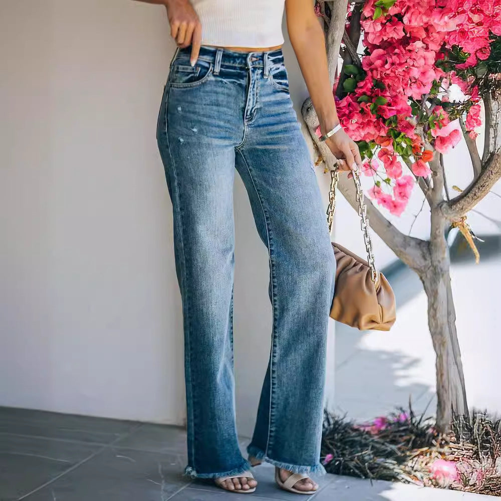 Autumn hipster straight-leg pants