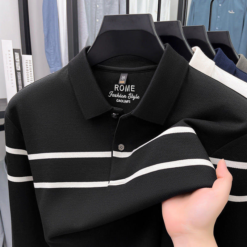 Striped Long-Sleeve Polo
